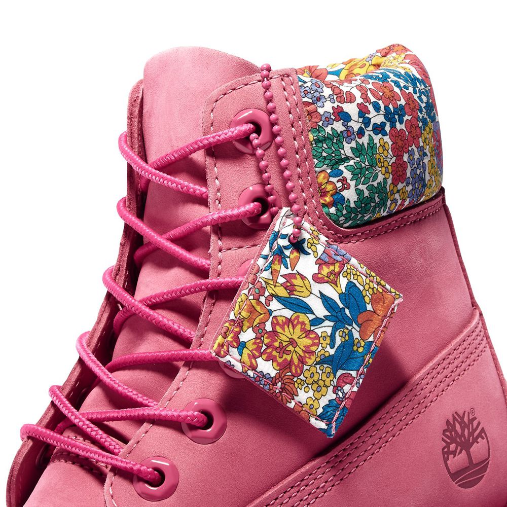 Bocanci 6-Inch Timberland Dama Roz - Premium Waterproof Made With Liberty Fabric - Romania - XWDBLZ9